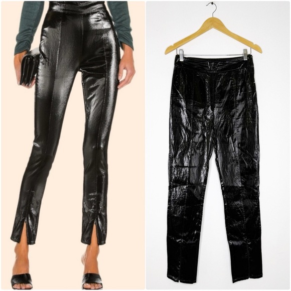 Atoir Something Real Leggings Black Size 6 US Patent Vinyl Look Pants w/ Zippers - Picture 1 of 8